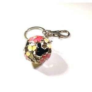 Hidden Micky ? Butterfly Flowers Round Metal Keychain Purse Clip